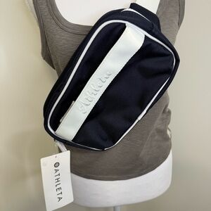 Athleta Navy and White Belt Bag